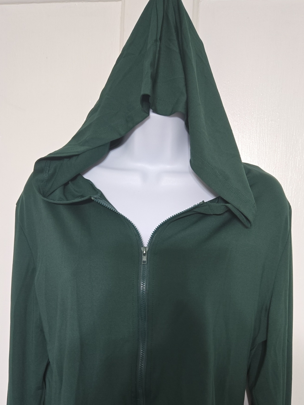 Women's Forest Green Hooded Zip Front Crop Hoodie Summer L-2X NWOT - Picture 4 of 7